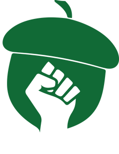 This is the icon used for Joshua Bradley's campaign logo. It features a forest green acorn with a fist cut-out.